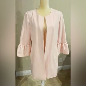 NWT Anne Klein Lightweight Ballet Pink Open Front Coat with Bell Sleeves